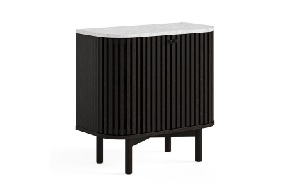 Soho Black Oak Slatted Cupboard with Marble Top Soho Black Oak Slatted Cupboard with Marble Top