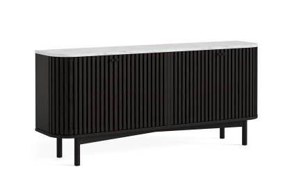 Soho Black Oak Slatted Large Sideboard with Marble Top Soho Black Oak Slatted Large Sideboard with Marble Top