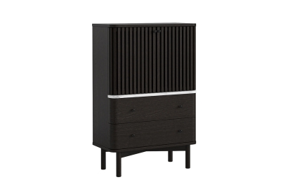 Soho Black Oak Slatted Shoe Cupboard with Marble Top Soho Black Oak Slatted Shoe Cupboard with Marble Top