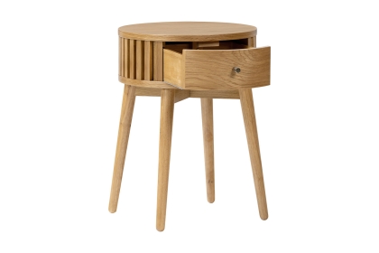 Soho Natural Oak Slatted Round Side Table Soho Natural Oak Slatted Round Side Table