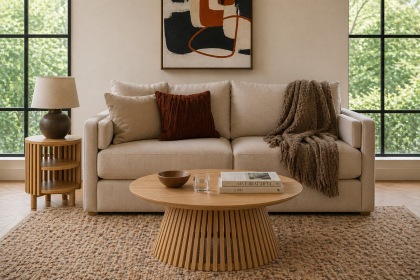 Soho Natural Oak Slatted Round Coffee Table