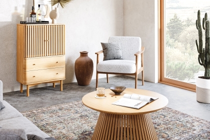 Soho Natural Oak Slatted Round Coffee Table Soho Natural Oak Slatted Round Coffee Table