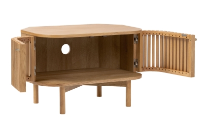 Soho Natural Oak Slatted Corner TV Unit