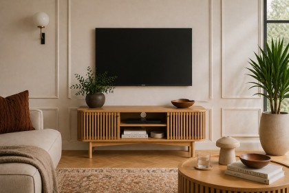 Soho Natural Oak Slatted Small TV Unit