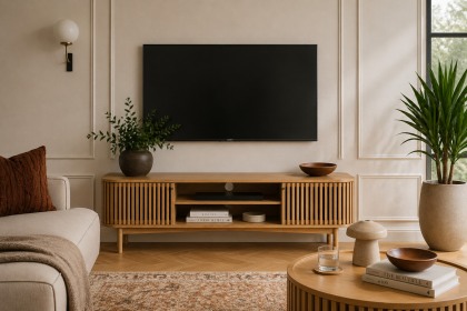 Soho Natural Oak Slatted Large TV Unit