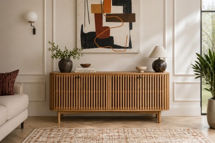 Soho Natural Oak Slatted Large Sideboard
