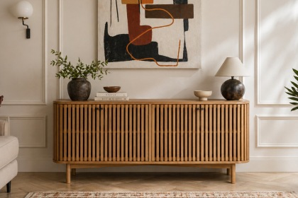 Soho Natural Oak Slatted Large Sideboard