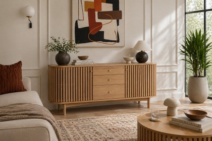 Soho Natural Oak Slatted Sideboard with Drawers