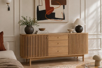 Soho Natural Oak Slatted Sideboard with Drawers