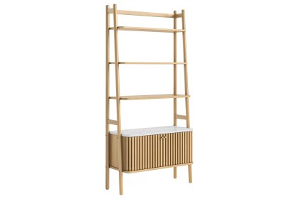 Soho Natural Oak Slatted Bookcase with Marble Top