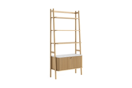 Soho Natural Oak Slatted Bookcase with Marble Top