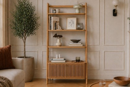 Soho Natural Oak Slatted Display Bookcase