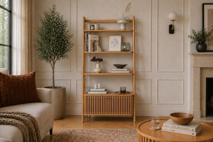 Soho Natural Oak Slatted Display Bookcase