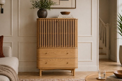 Soho Natural Oak Slatted Shoe Cabinet