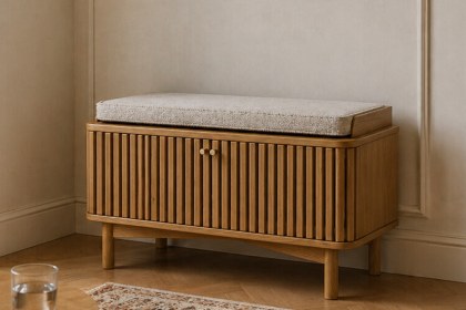 Soho Natural Oak Slatted Hallway Bench