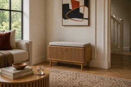 Soho Natural Oak Slatted Hallway Bench