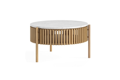 Soho Natural Oak Slatted Story Coffee Table with Marble Top Soho Natural Oak Slatted Story Coffee Table with Marble Top