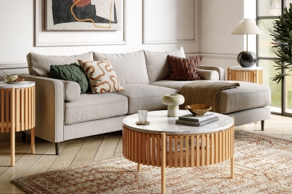 Soho Natural Oak Slatted Story Coffee Table with Marble Top Soho Natural Oak Slatted Story Coffee Table with Marble Top