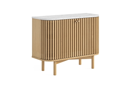 Soho Natural Oak Slatted Small Sideboard with Marble Top Soho Natural Oak Slatted Small Sideboard with Marble Top
