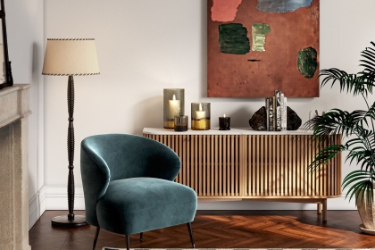 Soho Natural Oak Slatted Large Sideboard with Marble Top Soho Natural Oak Slatted Large Sideboard with Marble Top