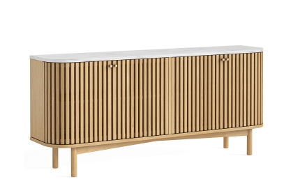 Soho Natural Oak Slatted Large Sideboard with Marble Top Soho Natural Oak Slatted Large Sideboard with Marble Top