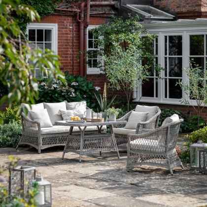 Gallery Direct Menton Outdoor Country Sofa Dining Tea Set Stone
