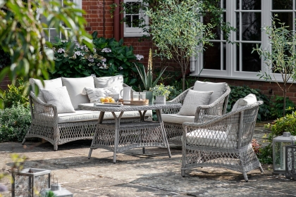 Gallery Direct Menton Outdoor Country Sofa Dining Tea Set Stone
