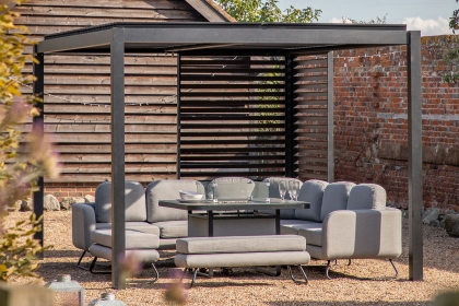 Gallery Direct Messina Black Pergola Louvre Screen 218x90cm