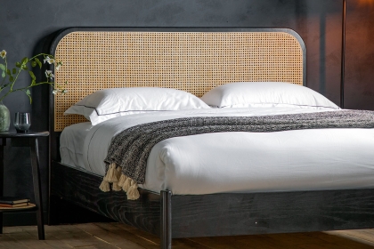 Gallery Direct Skylar Rattan Bedframe in Black Oak Finish