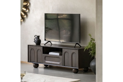 Gallery Direct Arc Walnut Mango Wood Media TV Unit