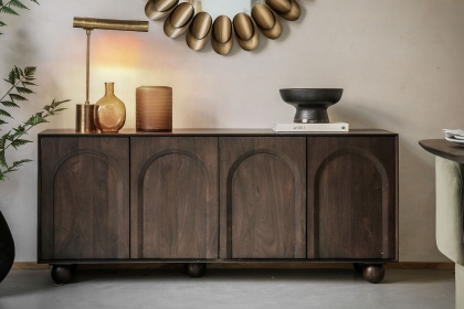 Gallery Direct Arc Walnut Mango Wood Large Sideboard