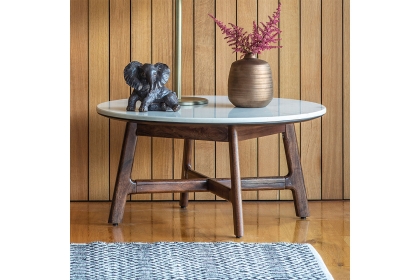Gallery Direct Barcelona Dark Wood Coffee Table with Marble Top