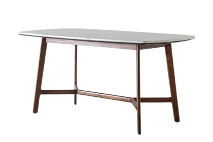 Gallery Direct Barcelona Dark Wood Dining Table with Marble Top