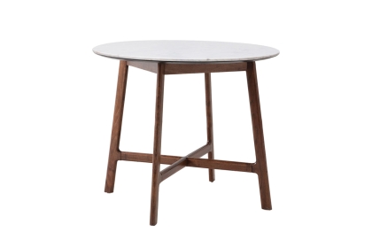 Gallery Direct Barcelona Dark Wood Round Dining Table with Marble Top