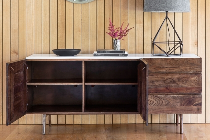 Gallery Direct Barcelona Dark Wood Sideboard with Marble Top