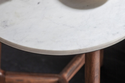 Gallery Direct Barcelona Dark Wood Side Table with Marble Top