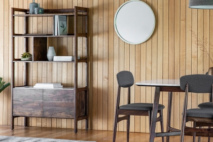 Gallery Direct Barcelona Dark Wood Display Unit with Marble Insert