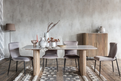 Reed Mango Wood & Marble Dining Table