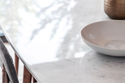 Gallery Direct Barcelona Dark Wood Dining Table Set with Marble Top & 4 Chairs