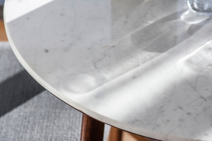 Gallery Direct Barcelona Dark Wood Round Dining Table Set with Marble Top & 4 Chairs