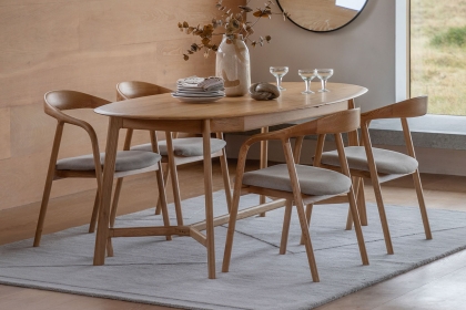 Gallery Direct Madrid Oak Extending Dining Table Set & x6 Dining Chairs