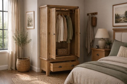 Tewkesbury Smoked Oak Double Wardrobe