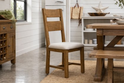 Tewkesbury Smoked Oak Upholstered Slat Back Dining Chair (Pair)