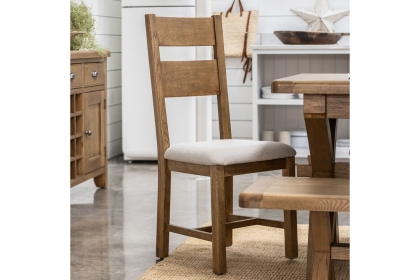 Tewkesbury Smoked Oak Upholstered Slat Back Dining Chair (Pair)