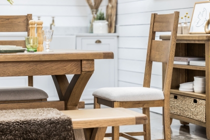 Tewkesbury Smoked Oak Upholstered Slat Back Dining Chair (Pair)