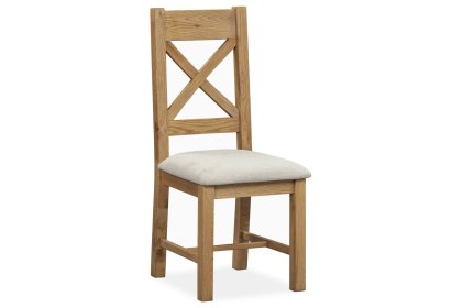 Tewkesbury Smoked Oak Upholstered Cross X Back Dining Chair (Pair)