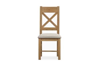 Tewkesbury Smoked Oak Upholstered Cross X Back Dining Chair (Pair)