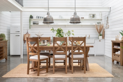 Tewkesbury Smoked Oak Cross-Leg 200-250cm Extending Dining Table