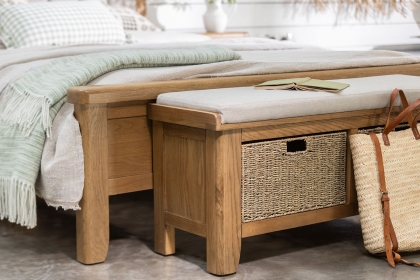 Tewkesbury Smoked Oak Upholstered Hall Bench