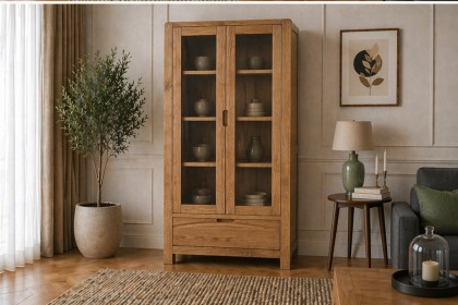 Bergen Oak Display Cabinet